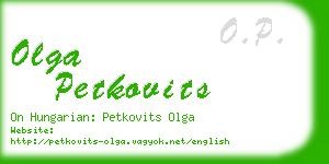 olga petkovits business card